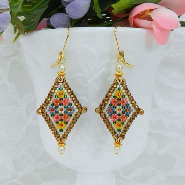 TUTORIAL/PATTERN for Victorian Flower 3D Delica Bead Peyote Mini Pod Earrings