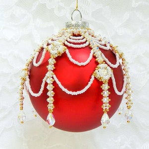 Beaded Crystal Seed Bead Ornament Cover TUTORIAL/PATTERN