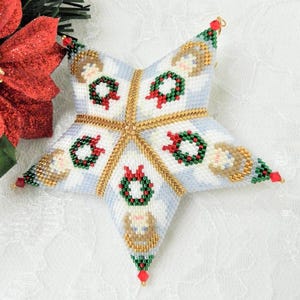 3D Peyote Puffy Star Ornament TUTORIAL/PATTERN with Customizable Christmas Angel