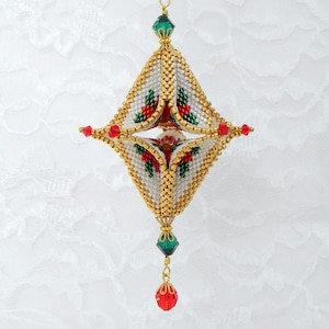 3D Peyote Beaded Open Pod Poinsettia Ornament Tutorial/Pattern