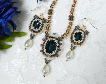 BEADING TUTORIAL - Midnight Lace Necklace and Earring set with Montana Crystal Rectangles