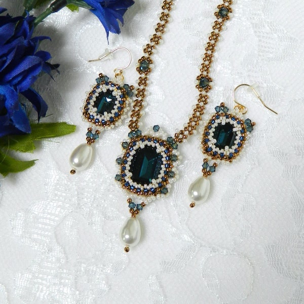 BEADING TUTORIAL - Midnight Lace Necklace and Earring set with Montana Crystal Rectangles