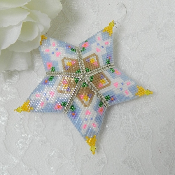 BEADED STAR PATTERN for 3D Puffy Peyote Star Easter Bunny Ornament