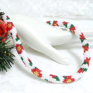 Tubular Peyote Christmas Poinsettia Necklace or Sunflower necklace TUTORIAL/PATTERN