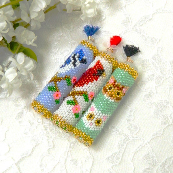 NEEDLE CASE PATTERNS for Cardinal, Blue Jay and Cats Plastic Needle Case Tubes