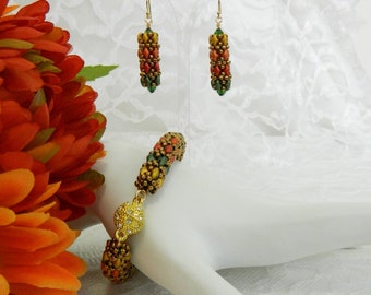 Woven Multicolor SuperDuo Bracelet and/or Matching Earrings