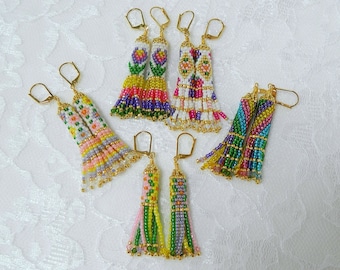 TUBE FRINGE TUTORIALS with 2 bonus patterns -  easy to follow instructions and patterns for earrings with Peyote Tubes and fringe
