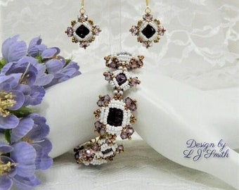BRACELET SET TUTORIAL - Beaded Crystal Bracelet and matching earrings - "The Regal Bracelet Set"