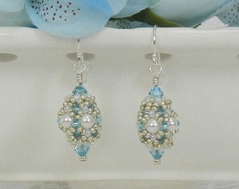 EARRING TUTORIAL - Beaded Pearl & Crystal Beaded Bead Earrings