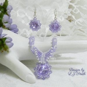 NECKLACE SET TUTORIAL - Beaded Crystal Rivoli Pendant/Necklace and Matching Earrings - &quot;Rivoli Fun Set&quot;