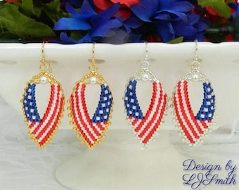 Leaf Flag Earrings in Brick Stitch TUTORIAL/PATTERN
