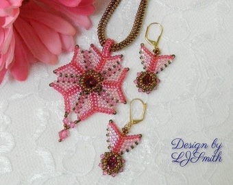 NECKLACE SET TUTORIAL - Beaded Rivoli Necklace and Earrings "Fly Away" Set