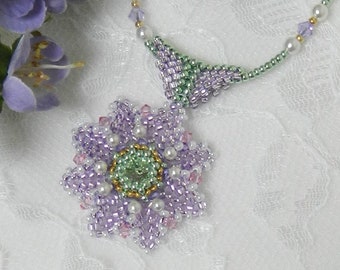 NECKLACE TUTORIAL - Beaded Crystal, Pearl, & Seed Bead "Mother's Day Flower" Pendant and Necklace