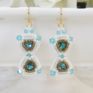 Beaded Rivoli Crystal & Seed Bead &quot;Hourglass&quot; earrings DIGITAL DOWNLOAD