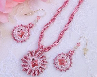 NECKLACE SET TUTORIAL - "Stella" Beaded and Bezeled Rivoli with matching earrings