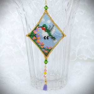 Ornement 3D en perles de peyotl, motif colibri, colibri (TÉLÉCHARGEMENT NUMÉRIQUE)