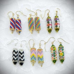 Beaded Seed Bead & Crystal Peyote Tube Earrings TUTORIAL/PATTERNS