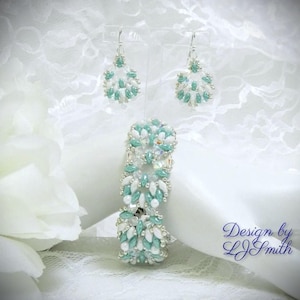 Beaded Bracelet & Earrings SuperDuo Crystal "Ocean Wave"  TUTORIAL/PATTEREN