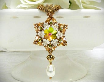 Beaded Crystal & Seed Bead Pendant and Necklace "Crystal Comet" DIGITAL DOWNLOAD