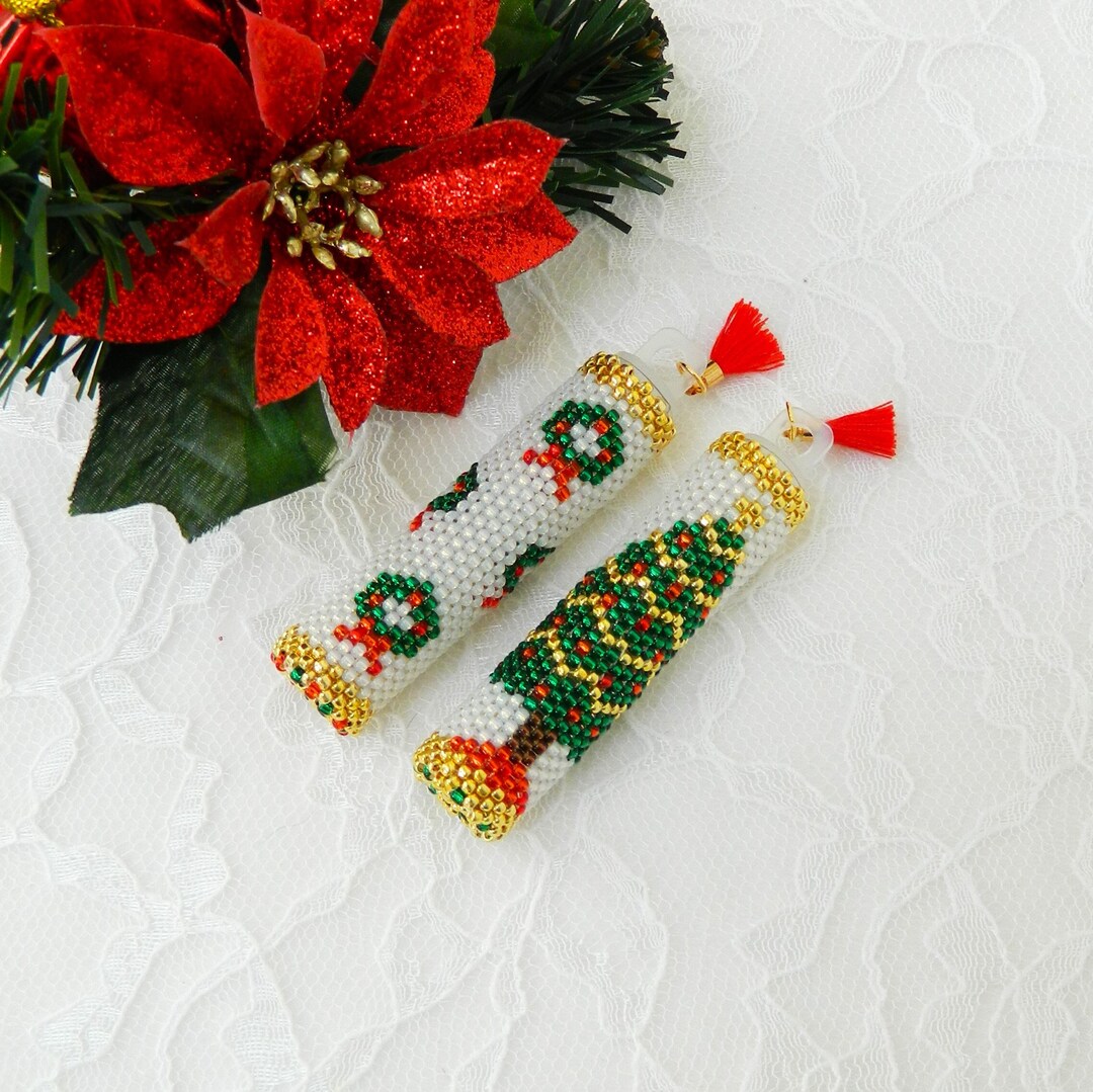 NEEDLE CASE PATTERNS for Peyote Beaded Christmas Theme Plastic Needle