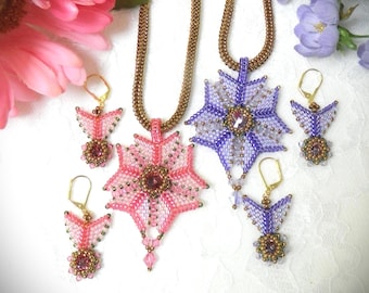 Tutoriel « Rivoli perlé », collier carré déformé et boucles d'oreilles - DIY (TÉLÉCHARGEMENT NUMÉRIQUE)