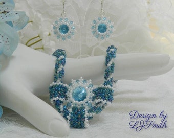 NECKLACE SET TUTORIAL -  Beaded Crystal with Spiral Rope Necklace & Earrings "Amanda Rivoli Set"