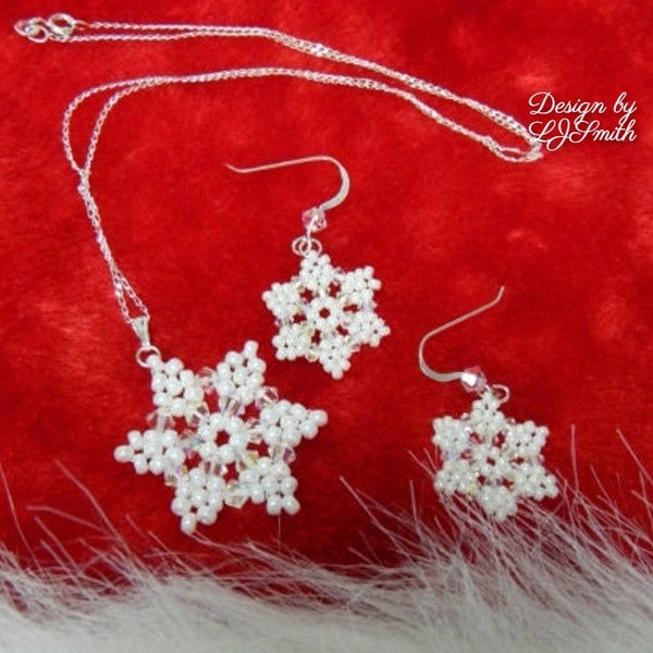 EARRING SET TUTORIAL - Beaded Crystal Snowflake Necklace and Earrings