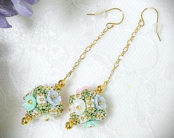 DIY Beaded Sead Bead earring pattern/tutorial with Acrylic Flower Box dangles (DIGITAL/DOWNLOAD)