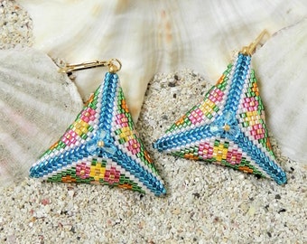 BEADING PATTERN/TUTORIAL for Tropical 3D Puffy Earrings