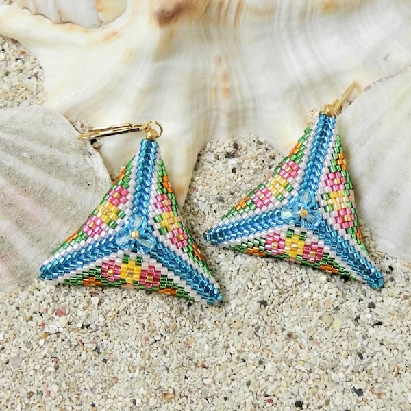 BEADING PATTERN/TUTORIAL for Tropical 3D Puffy Earrings