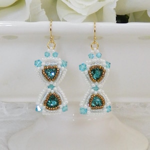 EARRING TUTORIAL - Beaded Rivoli Crystal & Seed Bead &quot;Hourglass&quot; earrings