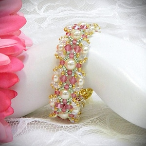 DIY Beaded Pearl, Crystal & SuperDuo 2 piece  "Spring Romance" Set pattern/tutorial (DIGITAL DOWNLOAD)