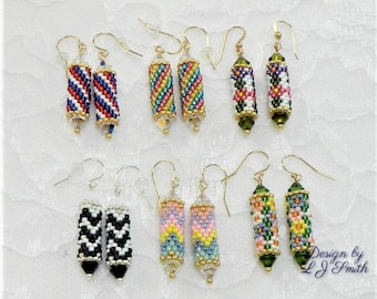 EARRING TUTORIAL - Beaded Seed Bead & Crystal Peyote Tube Earring Patterns