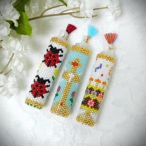 Étuis à aiguilles en perles bricolage, motifs anniversaire, croix, coccinelles (TÉLÉCHARGEMENT NUMÉRIQUE)