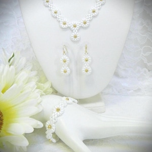 Daisy Love Necklace, Bracelet, and Earrings Set with SuperDuo beads TUTORIAL/PATTERN