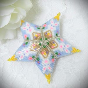 TUTORIAL/PATRÓN de adorno de estrella de peyote 3D con cuentas de conejo de Pascua