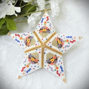 Birthday Beaded 3D Peyote Puffy Star Ornament TUTORIAL/PATTERN