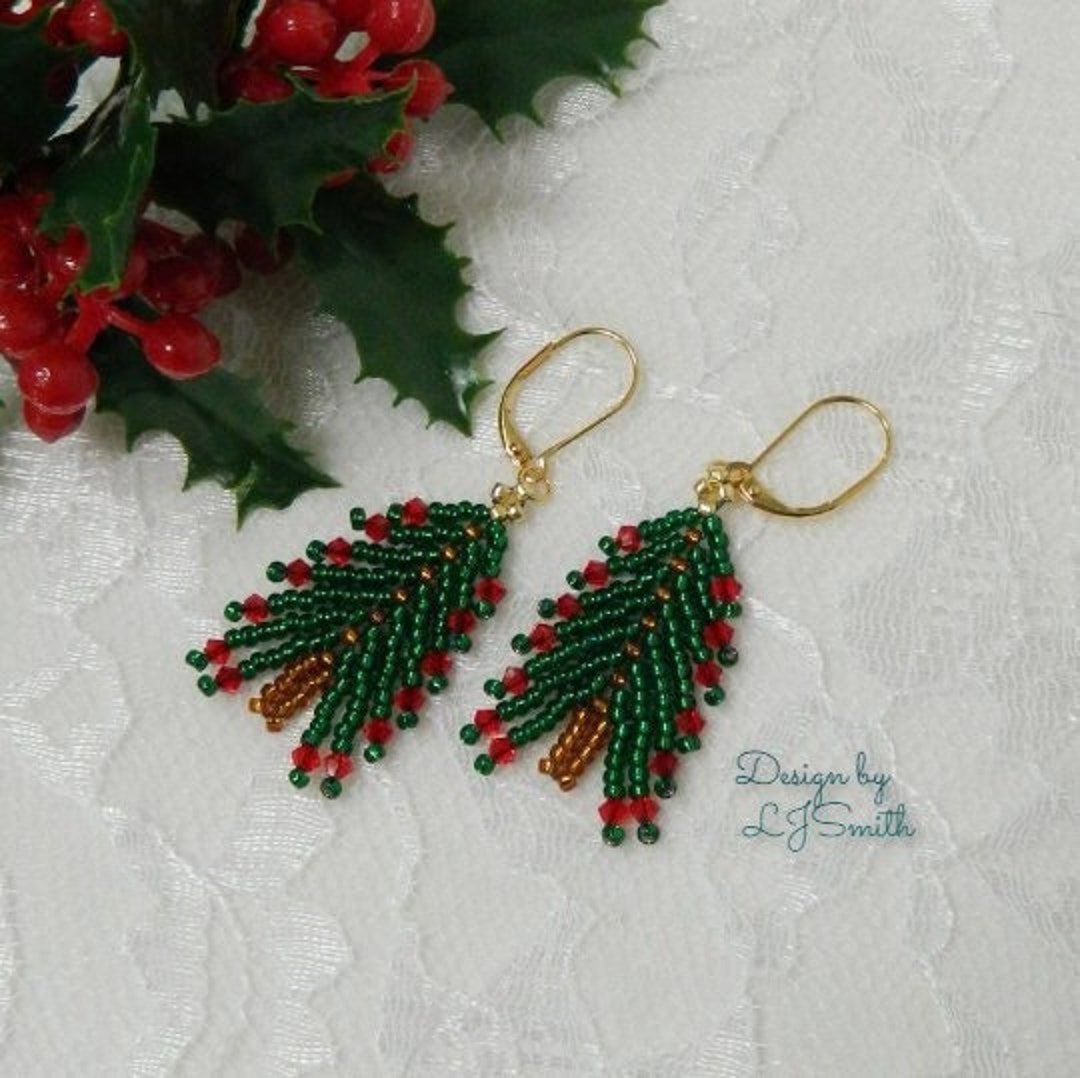 CHRISTMAS TREE TUTORIAL Seed Bead Christmas Tree Earrings Etsy