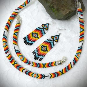 Colar e pulseira de miçangas com brincos de franjas TUTORIAL/PADRÃO