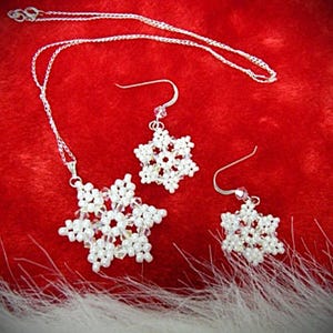 Easy DIY Beaded Swarovski Crystal & Seed Beads Snowflake Pattern Necklace and Earrings (DIGITAL DOWNLOAD)