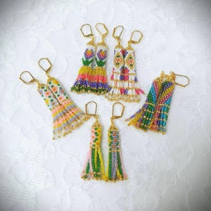 Peyote Tube earrings with fringe TUTORIAL/PATTERNS