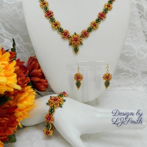 NECKLACE SET TUTORIAL - with Matching Bracelet and Earrings - "Autumn Gold Set"