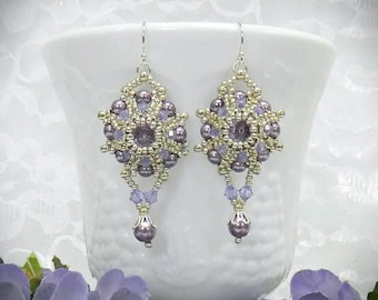 Beaded Crystal & Pearl Drop Earrings TUTORIAL/PATTERN