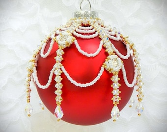 Beaded Crystal Seed Bead DIY Ornament Cover Christmas TUTORIAL/PATTERN