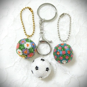 Beaded Peyote Stitch Triangle Mini Ball Keychain TUTORIAL/PATTERNS
