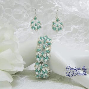 Beaded Bracelet & Earrings Tutorial: SuperDuo Crystal &quot;Ocean Wave&quot; (Digital Download)
