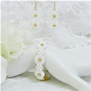 Woven SuperDuo DAISY Bracelet and/or Matching Earrings