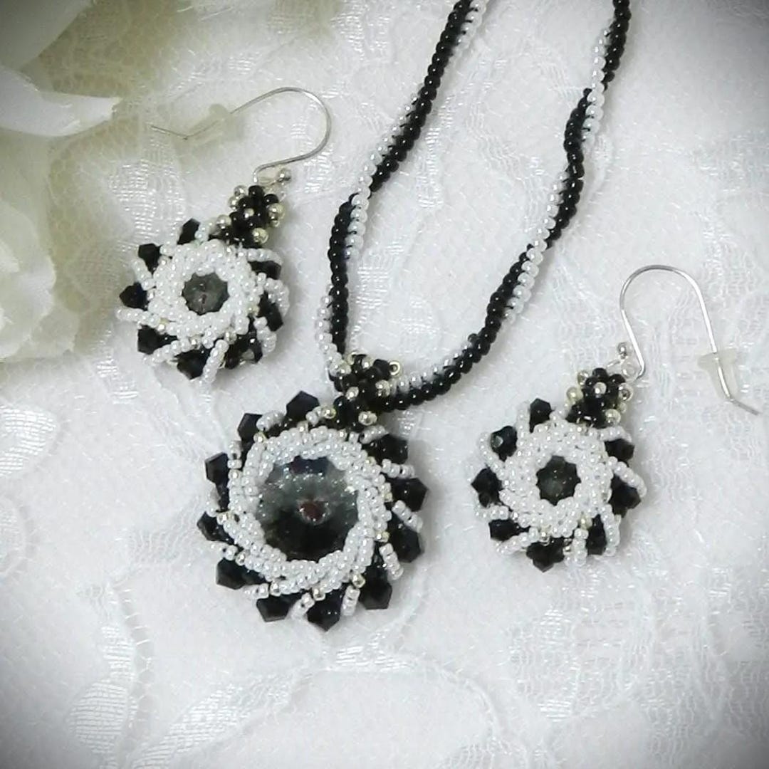 DIY Beaded Necklace and Earrings Spiral Rivoli Bezel Pattern (DIGITAL ...