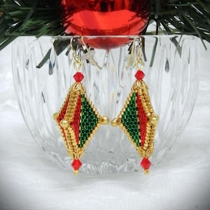 Perlen Mini Pod Muster mit Kristall Akzent Weihnachtsohrringe - DIY (DIGITAL DOWNLOAD)