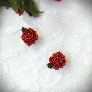 Beaded Crystal & Seed Bead "Miniature Rose" Post Earrings TUTORIAL/PATTERN